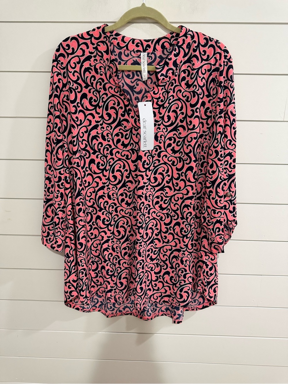 Dear Scarlett Lizzy Pink and Black Swirl Tunic Top